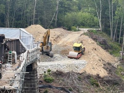 Aerial view of abutment excavation