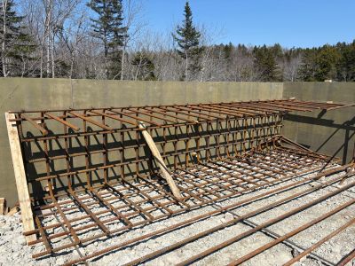 Rebar braced with wood