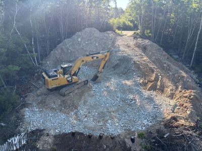 Aerial view of abutment excavation