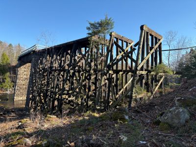 old wooden bridge trestles